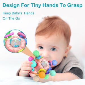 Baby Sensory Teething Toys: Montessori Toys Baby Teethers - Infant Newborn Gifts for 0 3 6 9 12 18 Months 1 Year Old Boys Girls - Baby Rattles Chew Toys - Developmental Learning Toy