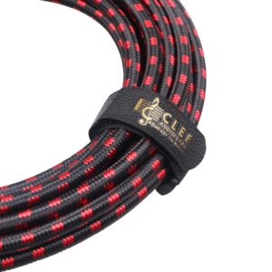 Clef Audio Labs Instrument Guitar Cable, 15ft - 1/4 inch TS Straight to Straight Electric bass Guitar AMP Cord, 22AWG, Chrome Zinc Alloy Shell, Red Braided Jacket