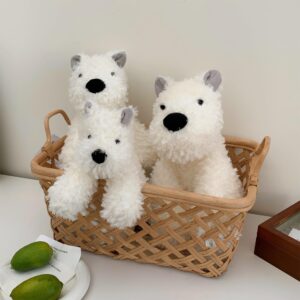 Awcvire West Highland White Terrier Westie Stuffed Plush Dog, Bedtime Buddy Plush Toy, Soft Stuffed Animal Plushies. (White, M)