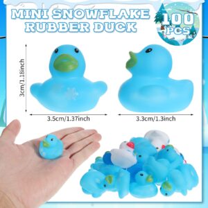 Jerify 50 Pcs Mini Rubber Ducks Snowflake Themed Rubber Ducks Toys Winter Ducks Bulk Holiday Bath Ducky Favors Bathtub Pool Toys Birthday Christmas Party Goodie Bag Fillers Gift