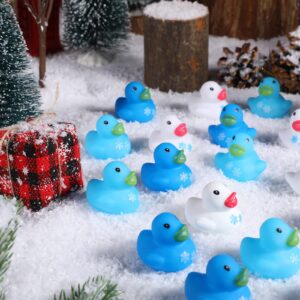 Jerify 50 Pcs Mini Rubber Ducks Snowflake Themed Rubber Ducks Toys Winter Ducks Bulk Holiday Bath Ducky Favors Bathtub Pool Toys Birthday Christmas Party Goodie Bag Fillers Gift