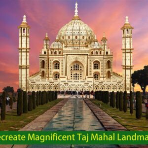 UGUTER 3D Wooden Puzzle Architecture Building Taj Mahal Model Craft STEM Kit LED Light DIY Home Decoration Mother's Day Birthday Gift for Adults & Kids (Taj Mahal)