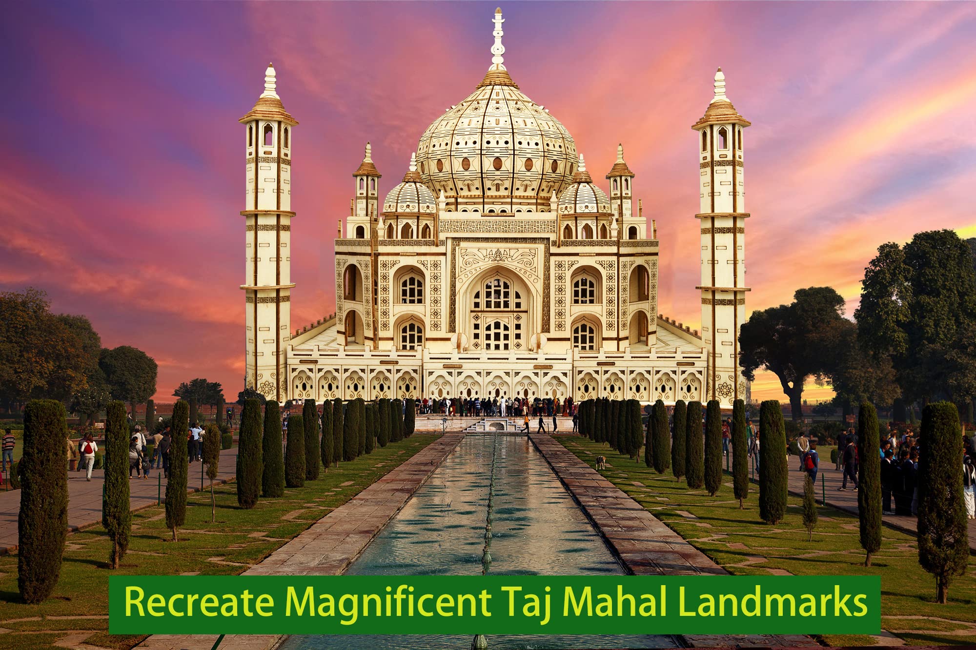 UGUTER 3D Wooden Puzzle Architecture Building Taj Mahal Model Craft STEM Kit LED Light DIY Home Decoration Mother's Day Birthday Gift for Adults & Kids (Taj Mahal)