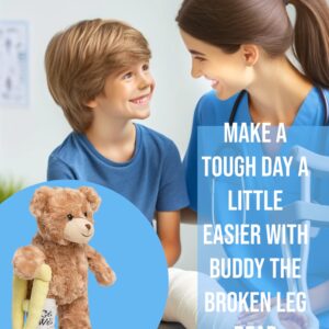 Jolitee Recovery Bear Gifts for Kids and Adults, Teddy Broken Arm Broken Leg, Get Well Stuffed Animal Teddy Bear with Left or Right Arm Cast Sling 10.5 inches (Broken Leg Teddy Bear)