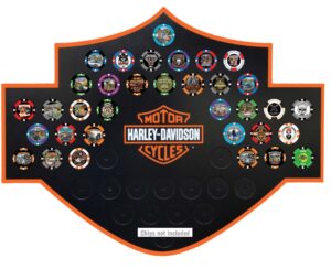 harley-davidson bar & shield poker chip collector's magnetic frame 48 count