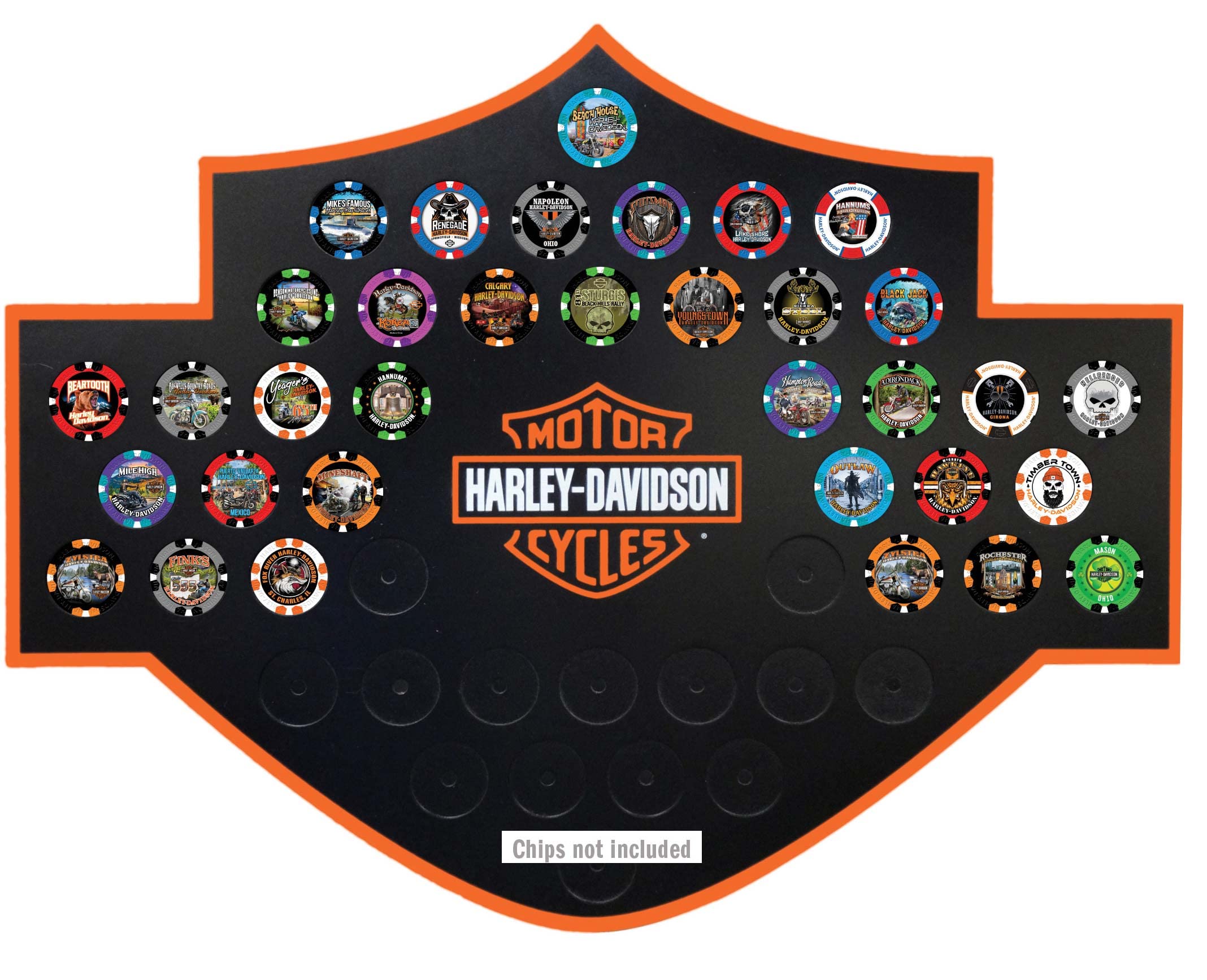 Harley-Davidson Bar & Shield Poker Chip Collector's Magnetic Frame 48 Count