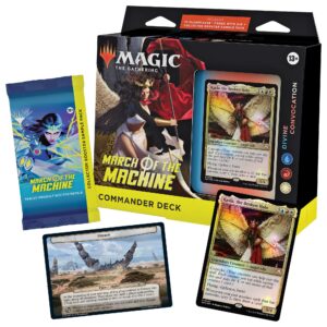 magic: the gathering march of the machine commander deck - divine convocation (100-card deck, 10 planechase cards, collector booster sample pack + accessories)