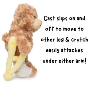 Jolitee Recovery Bear Gifts for Kids and Adults, Teddy Broken Arm Broken Leg, Get Well Stuffed Animal Teddy Bear with Left or Right Arm Cast Sling 10.5 inches (Broken Leg Teddy Bear)