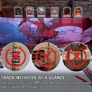 DND Initiative & Combat Tracker Set of 6PCS Erasable Acrylic Top on Screen with Character, Monster Insert Cards DM Tools, Accessories for Dungeons and Dragons, Pathfinder, TTRPGs