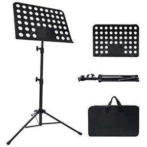 1/2/3 pack sheet music stand, adjustable music stand with carrying bag, professional music book holder music sheet clip holder for guitar, ukulele, violin players(1 pack)