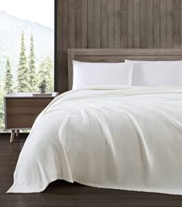 eddie bauer- king blanket, solid reversible cotton bedding, home decor for all seasons (textured twill white, king)