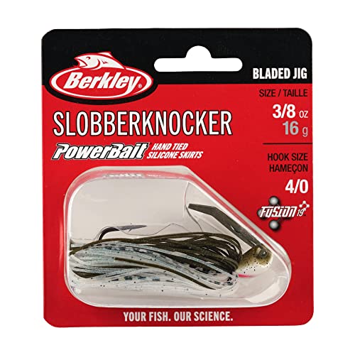 Berkley SlobberKnocker Fishing Jig, Green Pumpkin Shad, 3/8 oz