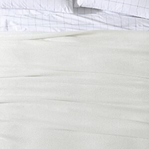 Eddie Bauer- King Blanket, Solid Reversible Cotton Bedding, Home Decor for All Seasons (Textured Twill White, King)