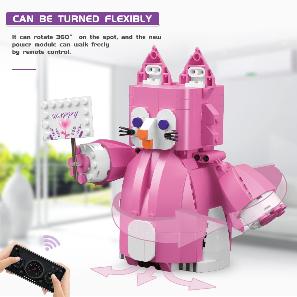 Mould King Technical STEM Projects Robots Animal Robot Fox Toy Building Toys with RC Robot Building Blocks Toy, Remote Control Building Blocks Robot Toys Gifts for Age 8+ and Adults Dark Pink(438 PCS)