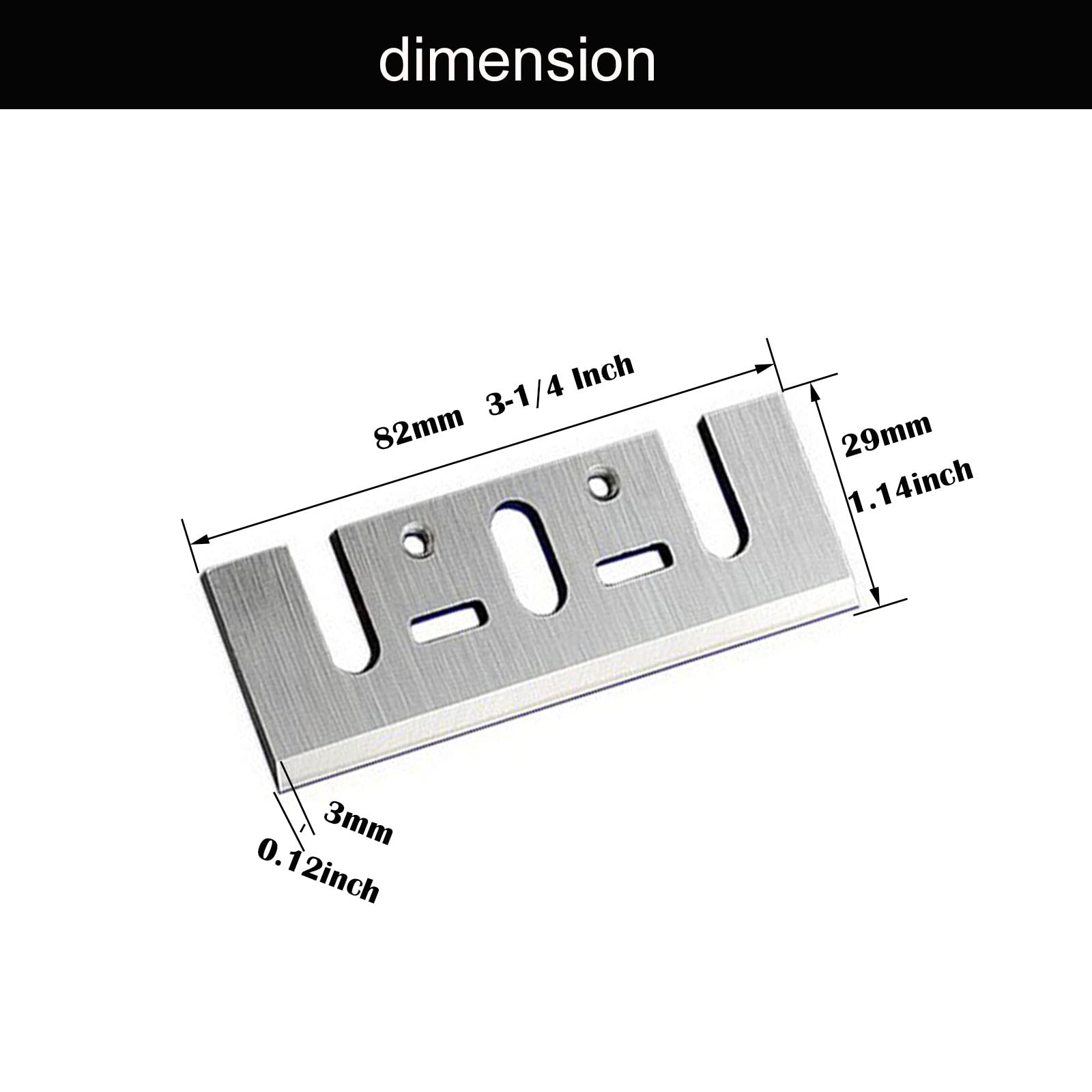 6 Pcs 3-1/4 Inch Hand Planer Blades, 82mm Re-sharpenable Blades Replacement for Makita KP0810,1900B, Dewalt DCP580, DW6655,Bosch 1594 and Most Handheld Planer