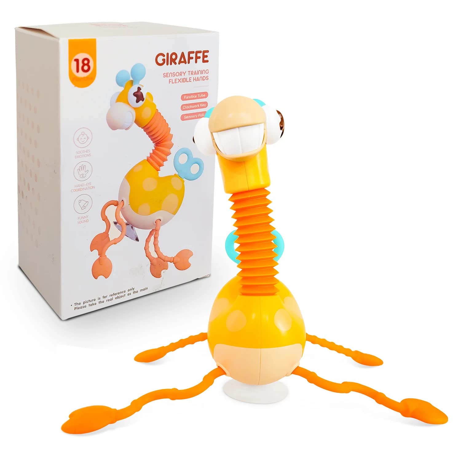 Dorky Giraffe Montessori Toy for 1-5Y+, Pull String Activity Toy with Suction Cup, Sensory Toys for Toddlers, Travel & Bath Toys for Babies, & Motor Skill Baby Toy