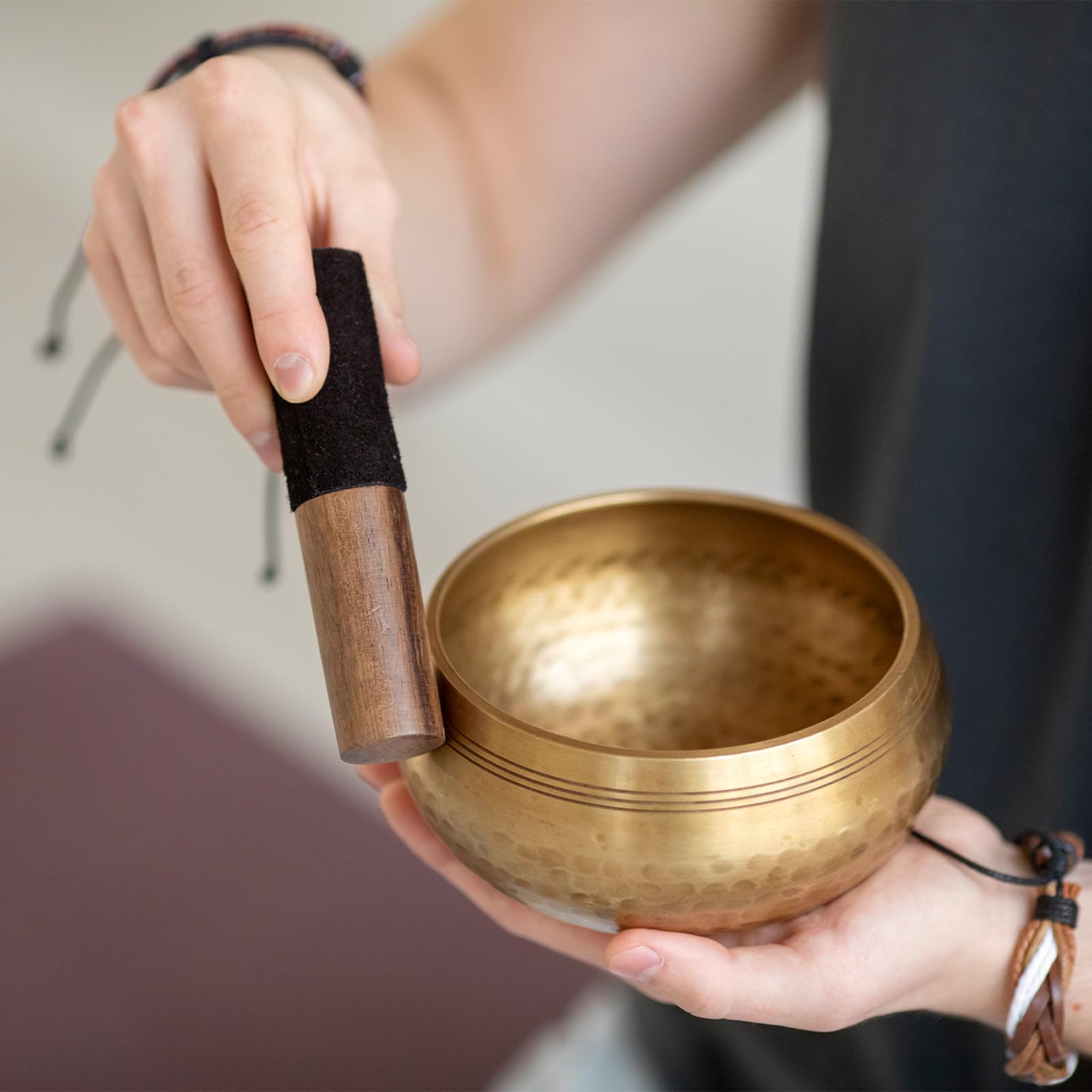 Singing Bowl Mallet 100% Hand-Sculpture in Nepal Tibetan Singing Bowl Wooden Mallet Striker Sound Bowl Stick Meditation Accessories for Meditation Yoga Relaxation Healing Gifts