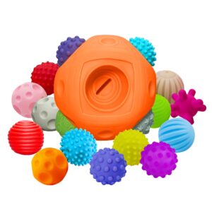 rohsce 12 pcs sensory balls kit, montessori toys for babies 3 months+, educational toys for babies 6-12 months, textured multi ball set