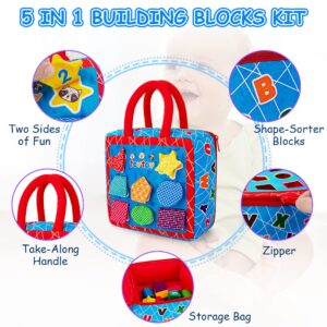 teytoy Shape Sorter Toys with 2-Sided Activity Bag and 8 Textured Shape Blocks Develop Sensory Fine Motor Skills Game Child Development Preschool Baby Toy for 6-12 Months and Older