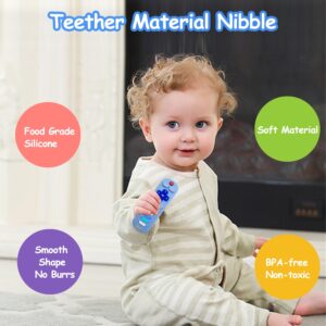 YAPROM 2Pcs Silicone Teething Toys, TV Remote Teether Toys for Baby Remote Teething Toys, Silicone Toy Remote for Infant&Toddler Boys Girls BPA Free/Refrigerator Safe