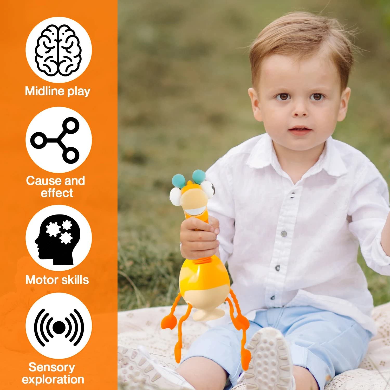 Dorky Giraffe Montessori Toy for 1-5Y+, Pull String Activity Toy with Suction Cup, Sensory Toys for Toddlers, Travel & Bath Toys for Babies, & Motor Skill Baby Toy