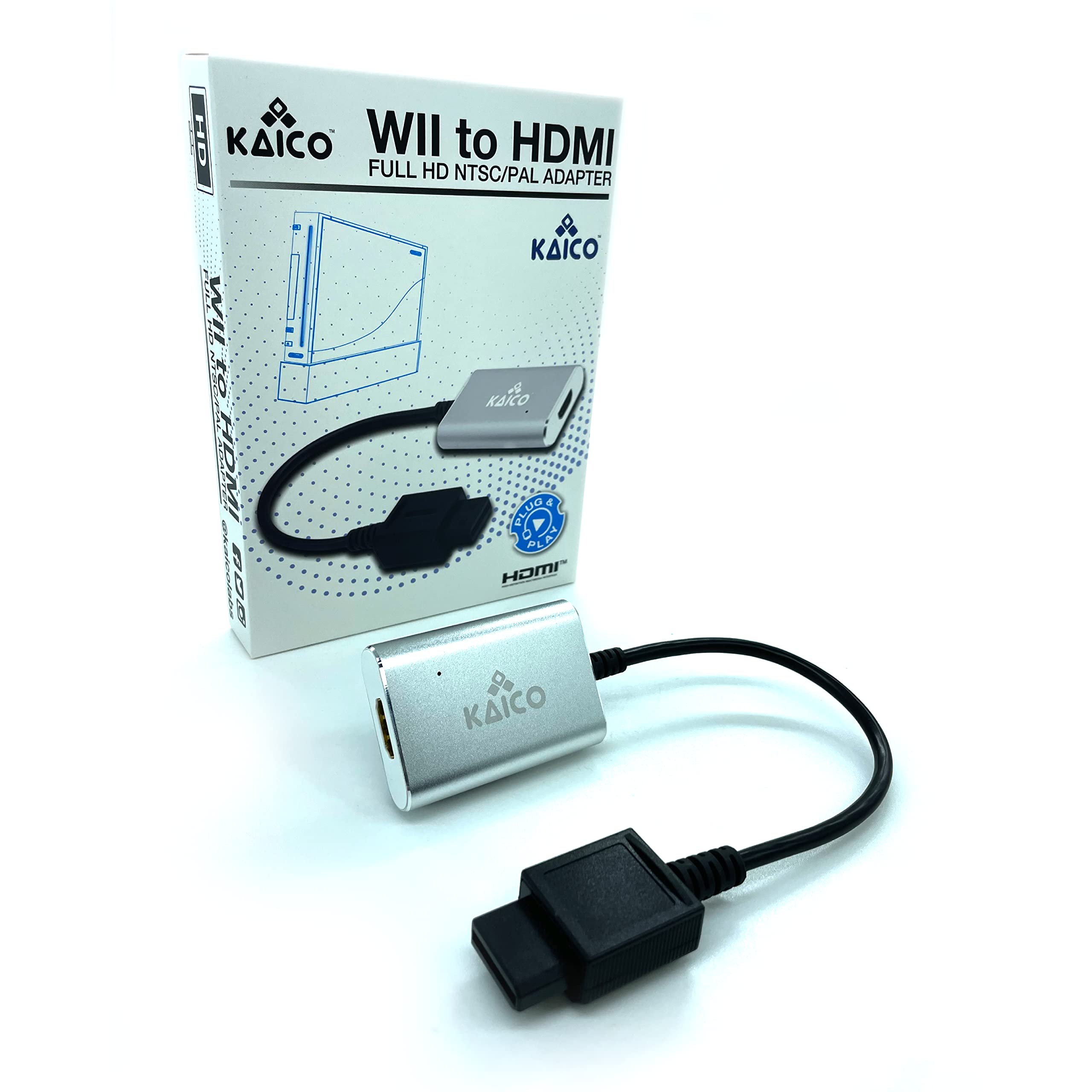 Kaico Wii to HDMI Adapter for Nintendo Consoles, Supports Component Output - Plug & Play – NTSC & PAL