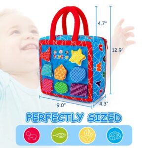 teytoy Shape Sorter Toys with 2-Sided Activity Bag and 8 Textured Shape Blocks Develop Sensory Fine Motor Skills Game Child Development Preschool Baby Toy for 6-12 Months and Older