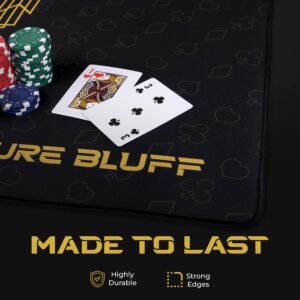 Pure Bluff Poker Mat for Table - Premium Smooth, Non-Slip Poker Table Mat with Stronger Edges - Water Resistant Poker Table Tops Card Games - 70x35 Inches, Bag Included