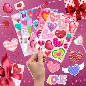 36 Sheets Heart Stickers, Valentine Stickers, Valentines Day Stickers for Kids Cards Craft Scrapbooking, Party Favors Gifts Weddings Anniversaries Decoration