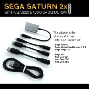 Kaico SEGA Saturn 2X Line Doubler & SEGA Genesis HDMI Adapter - for Megadrive, SNK Neo Geo, Sega Genesis, Sega Saturn Console - Supports RGB and Composite Output - All in One 2X Line Doubler HDMI