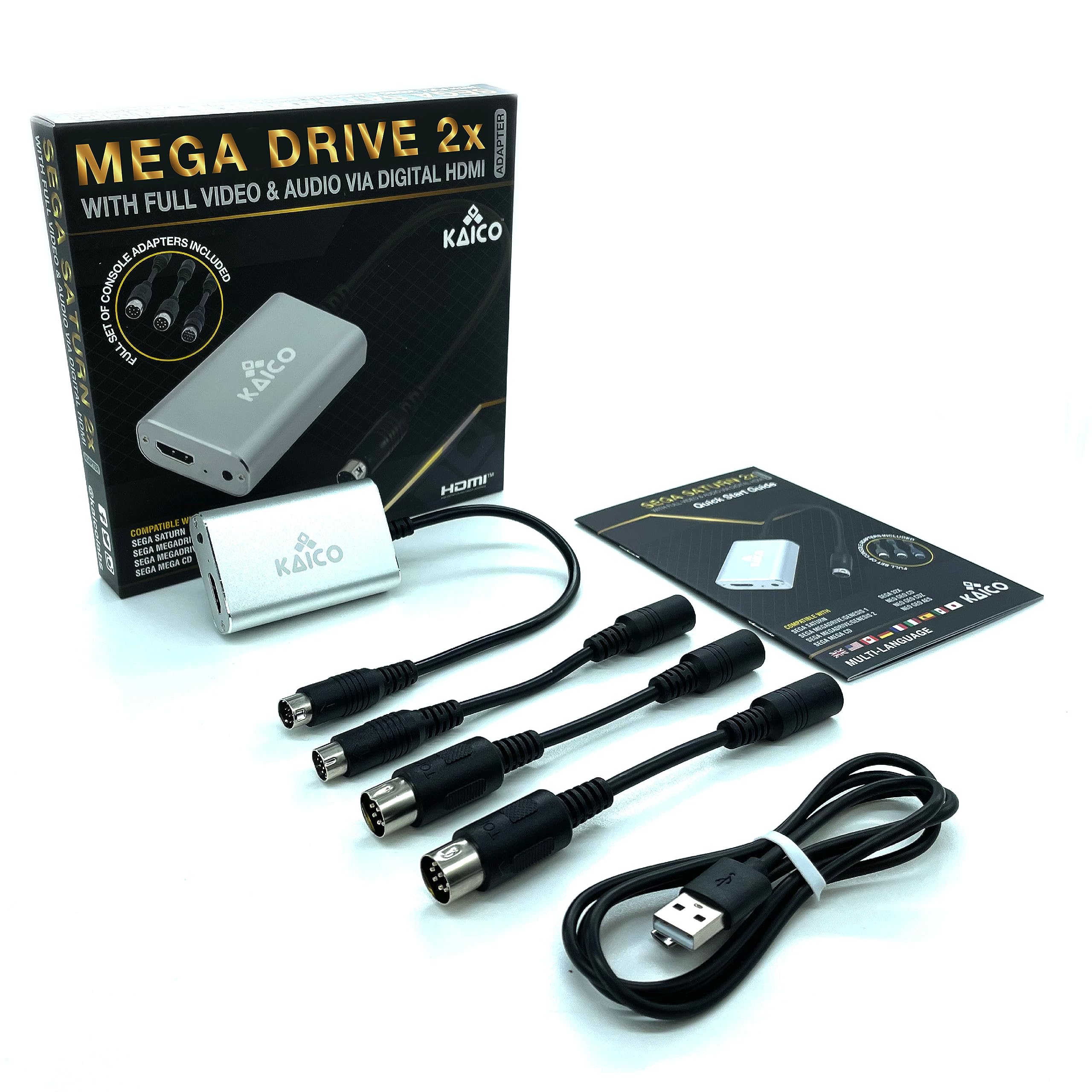 Kaico SEGA Saturn 2X Line Doubler & SEGA Genesis HDMI Adapter - for Megadrive, SNK Neo Geo, Sega Genesis, Sega Saturn Console - Supports RGB and Composite Output - All in One 2X Line Doubler HDMI