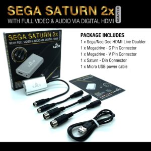 Kaico SEGA Saturn 2X Line Doubler & SEGA Genesis HDMI Adapter - for Megadrive, SNK Neo Geo, Sega Genesis, Sega Saturn Console - Supports RGB and Composite Output - All in One 2X Line Doubler HDMI