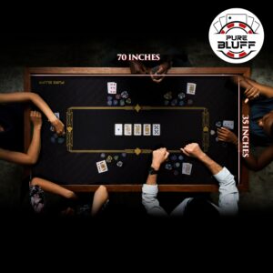 Pure Bluff Poker Mat for Table - Premium Smooth, Non-Slip Poker Table Mat with Stronger Edges - Water Resistant Poker Table Tops Card Games - 70x35 Inches, Bag Included