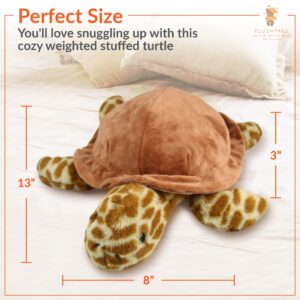 PlushPals Weighted Sea Turtle - Microwaveable, Sensory Stuffed Animal - Relaxation Animal - Warming Stuffed Animal - Scent-Free for Kids & Adults - Soothing Plushie for Bedtime, Travel, Home, or Work