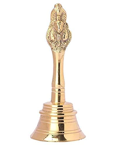 ILT Retail - Brass Puja Bell, Pooja Ghanti/Ghanta for Home and Temple, Prayer Bell, Pooja Mandir Bell (4 Inches), Pooja Hand Bell