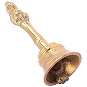 ilt retail - brass puja bell, pooja ghanti/ghanta for home and temple, prayer bell, pooja mandir bell (4 inches), pooja hand bell