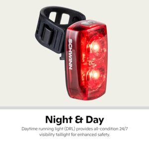 Schwinn Rechargeable Bike Tail Light, 80 Lumens, Enhanced 24/7 Visibility, Type-C USB, 36 Foot Beam Distance, Bicycle Accessory