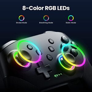 VOYEE Switch Controllers Wireless, Compatible with Switch Pro Controllers for Switch/Switch Lite/OLED/PC, One-Key Pairing Gamepad with 9-Color RGB LEDs 1000mAh Battery 6-Axis Motion Wake Up Function