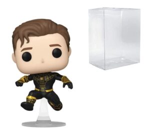 pop! spider-man: no way home unmasked spider-man black suit vinyl figure - aaa anime exclusive (bundled with compatible box protector case)