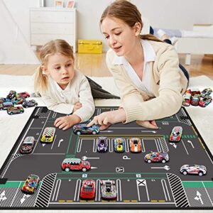 Aomola Pull Back Car Toys for Toddlers Kids 3, 40 Pack Colorful Mini Diecast Race Cars with Play Mat (Storage Bag), Birthday Gift for Boys and Girl 3 4 5 6 7 8 Years Old