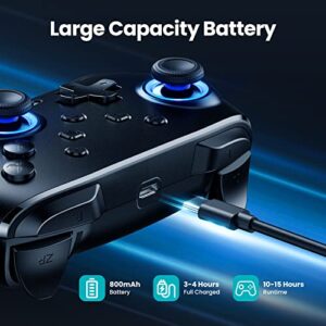 VOYEE Switch Controllers Wireless, Compatible with Switch Pro Controllers for Switch/Switch Lite/OLED/PC, One-Key Pairing Gamepad with 9-Color RGB LEDs 1000mAh Battery 6-Axis Motion Wake Up Function