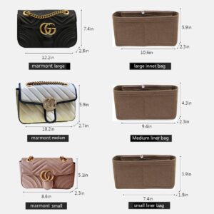 Lckaey Purse inserts for Marmont Matelassé leather super mini bag shoulder bag-single pack with zipper 2000Acoffee-L