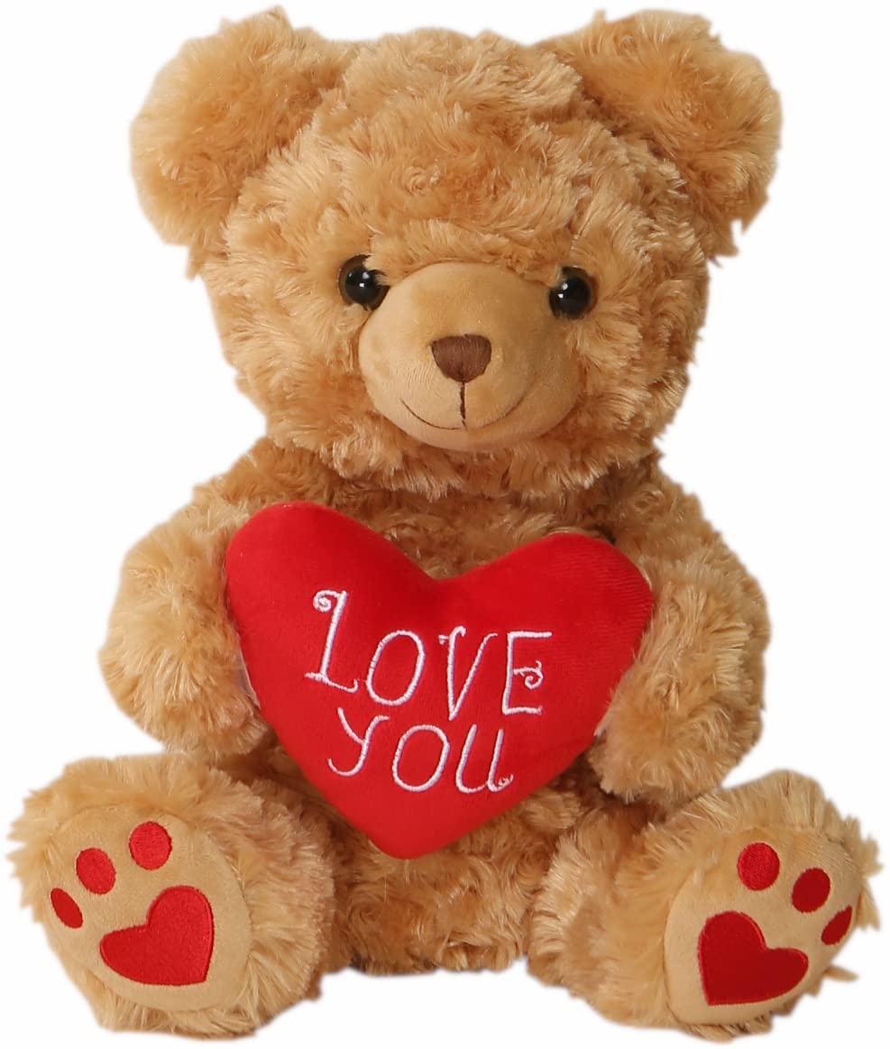 Zillywood 9" Talking Teddy Bear Repeats What You say. Repeating Talking Teddy Bear Gift for her. I Love You Gifts for Valentine's Day, Mother's Day with Removable Plush Heart (Repeating Teddy Bear)