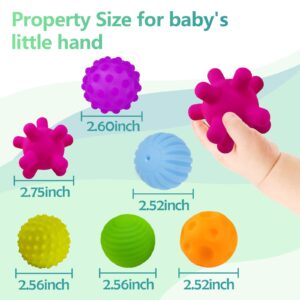 12pcs Package Sensory Ball for Babies 6 to 12 Months, Baby Balls for Toddlers 1-3 Massage Stress Relief, Montessori Educational Toys 6 for Infant Kids