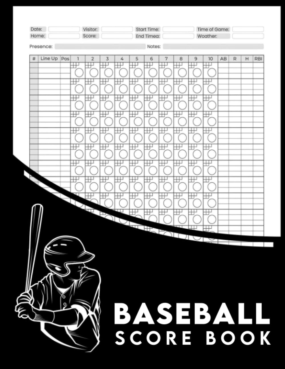 Baseball Scorebook Large Print: 120 Pages Baseball Game Stats Sheets, Baseball Score Keeper Book Perfect for Baseball Training... Trainer, Players