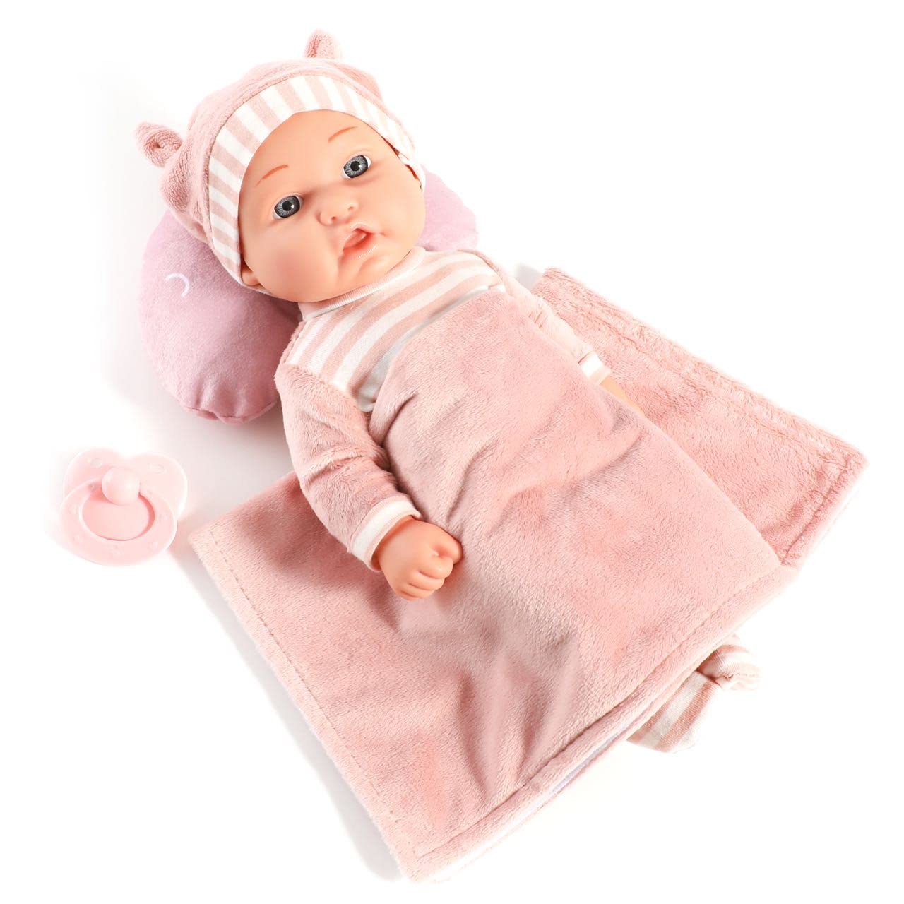 Enjoyin 12'' Baby Doll Playset with Washable Doll Accessories Includes Carrier Bassinet Bed, Pacifier, Blanket, and Pillow, First Baby Dolls for Toddlers 36 Months and Up