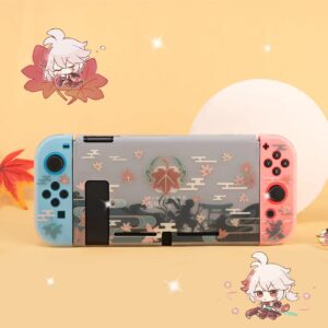 Eamily Cute Genshin Impact Kaedehara Kazuha Case Compatible with Nintendo Switch, Dockable Case Cover, Ergonomic Soft TPU Grip Case for Joycon, Sparkle Skin Set