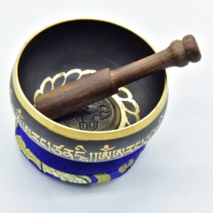 3.75" Tibetan Meditation Yoga Singing Bowl Black Set with free Wooden Mallet and Silk Cushion from Nepal, Singing bowls.