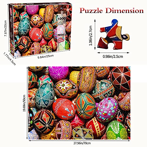 HUADADA Jigsaw Puzzles for Adults 1000 Pieces, Easter Eggs Interlock Perfectly Letter on Back No Dust, Home Decor Birthday Party Toy for Men Women Elders Seniors (27.5"x19.6"), 1:1 Poster