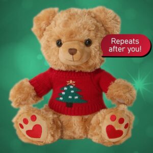 Zillywood 9" Talking Teddy Bear Repeats What You say. Repeating Talking Teddy Bear Gift for her. I Love You Gifts for Valentine's Day, Mother's Day with Removable Plush Heart (Repeating Teddy Bear)